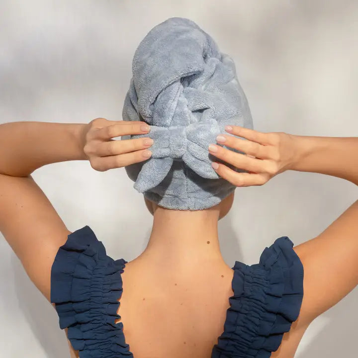 Plush Microfiber Towel Turban - Coastal Blue