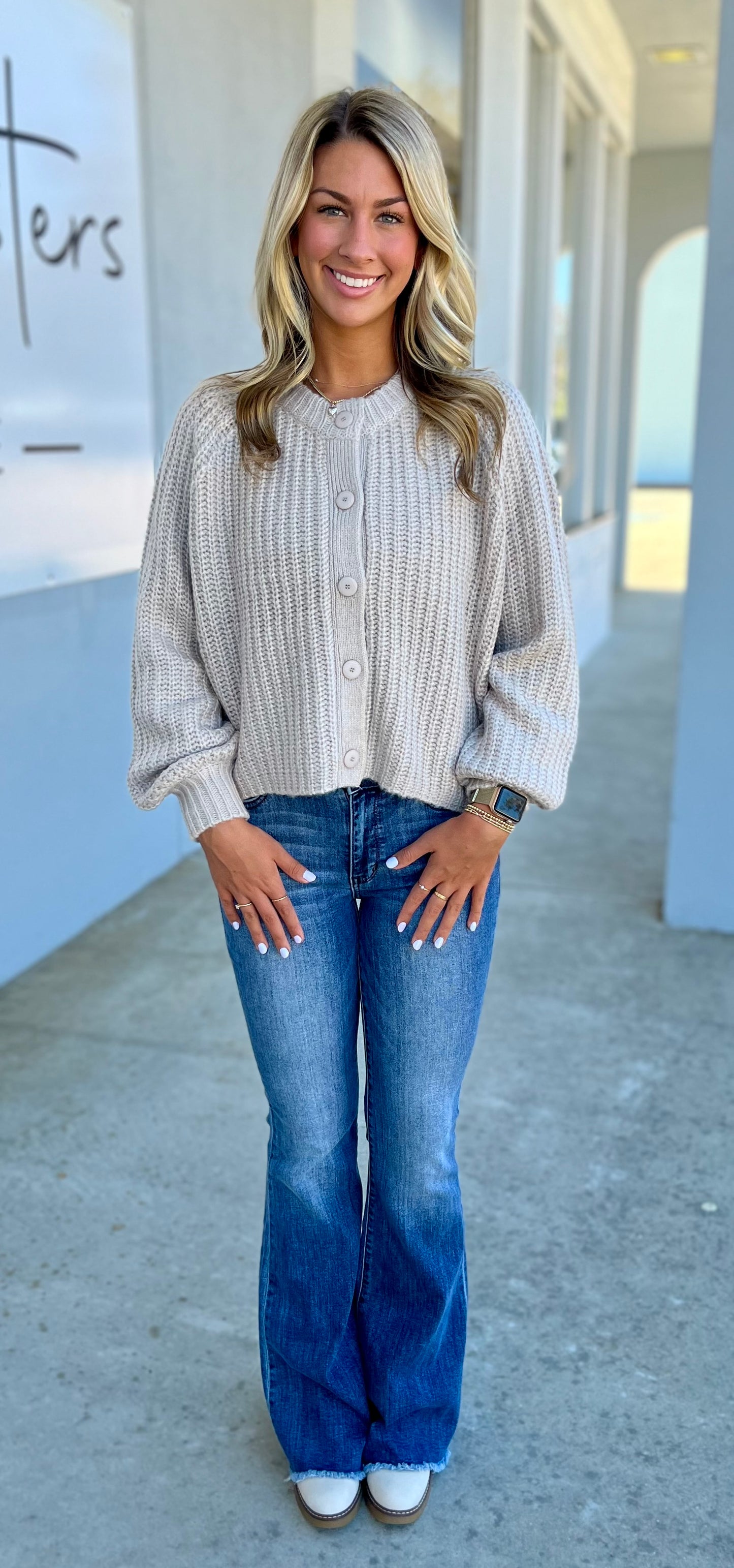 Ribbed Sweater Cardigan, L Mocha