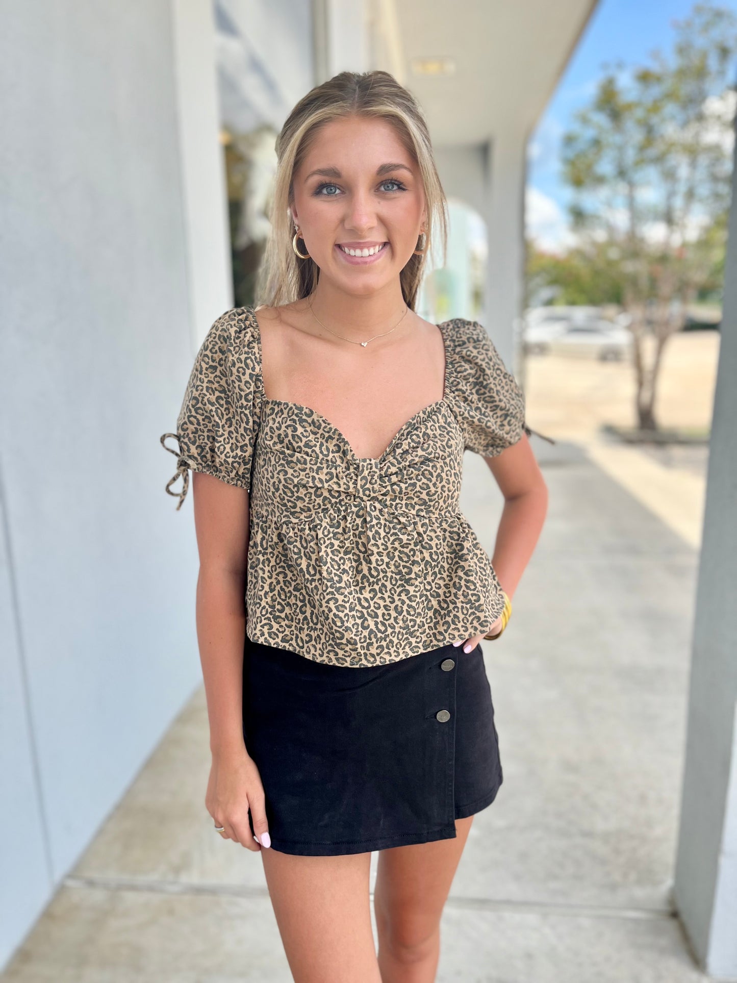 Black High Rise Button Down Skort