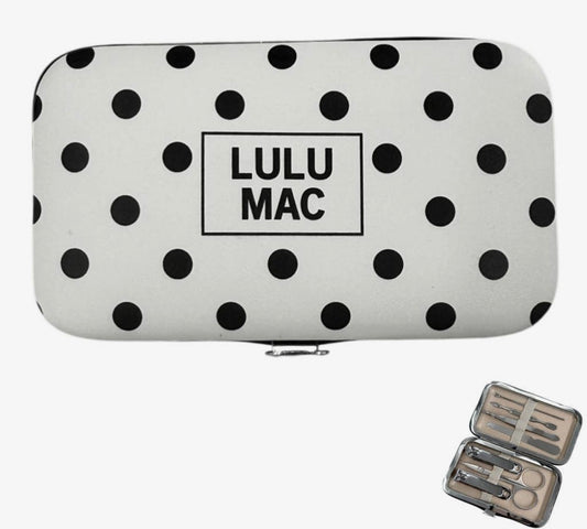 Polka Dot Lulu Mac Manicure Set, White/Black