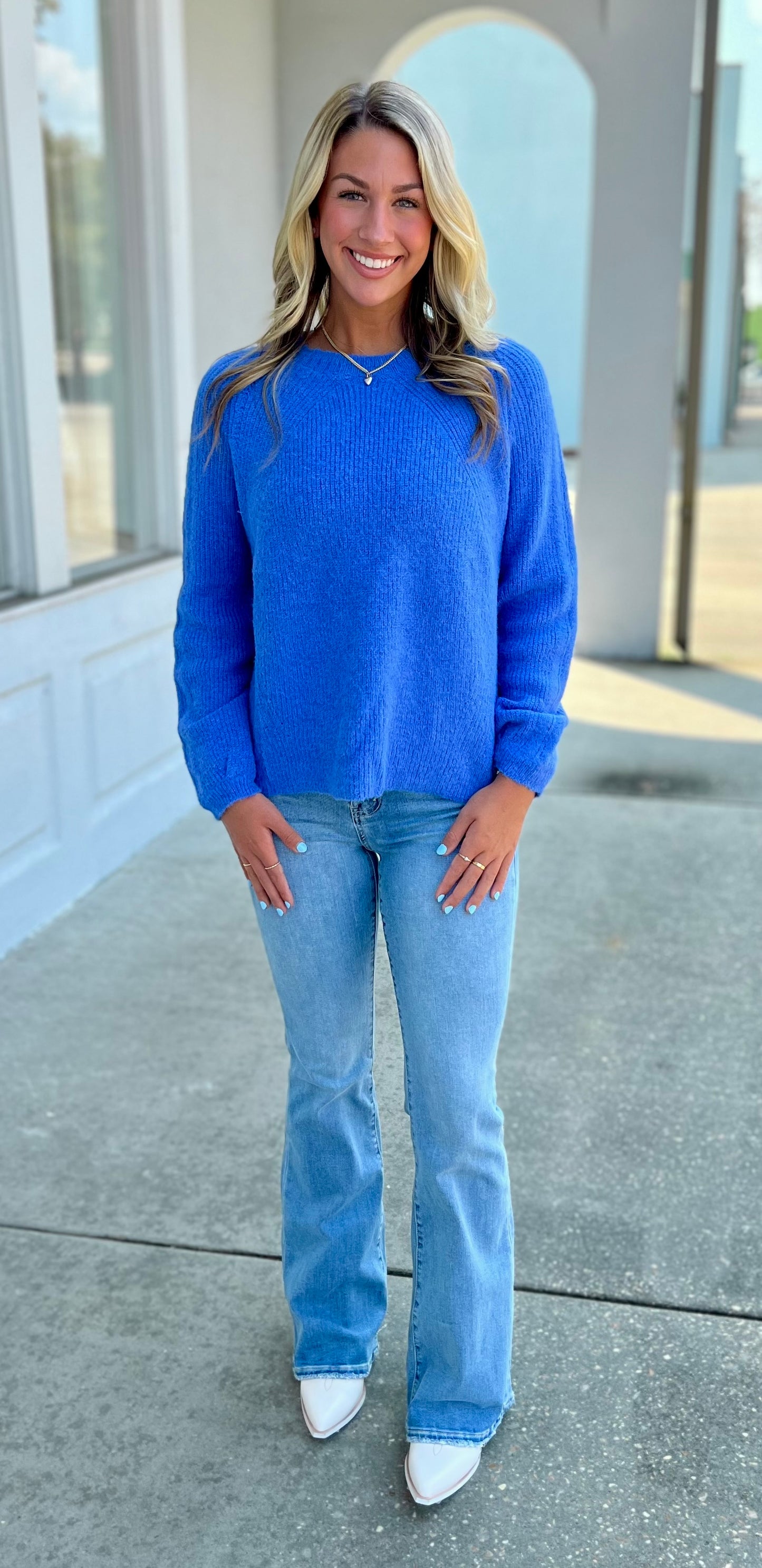 Diva Blue Round Neck Sweater Top