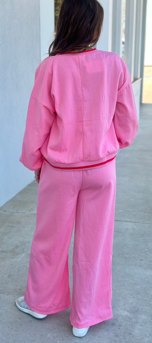 Pink/Red Color Block Pant SET