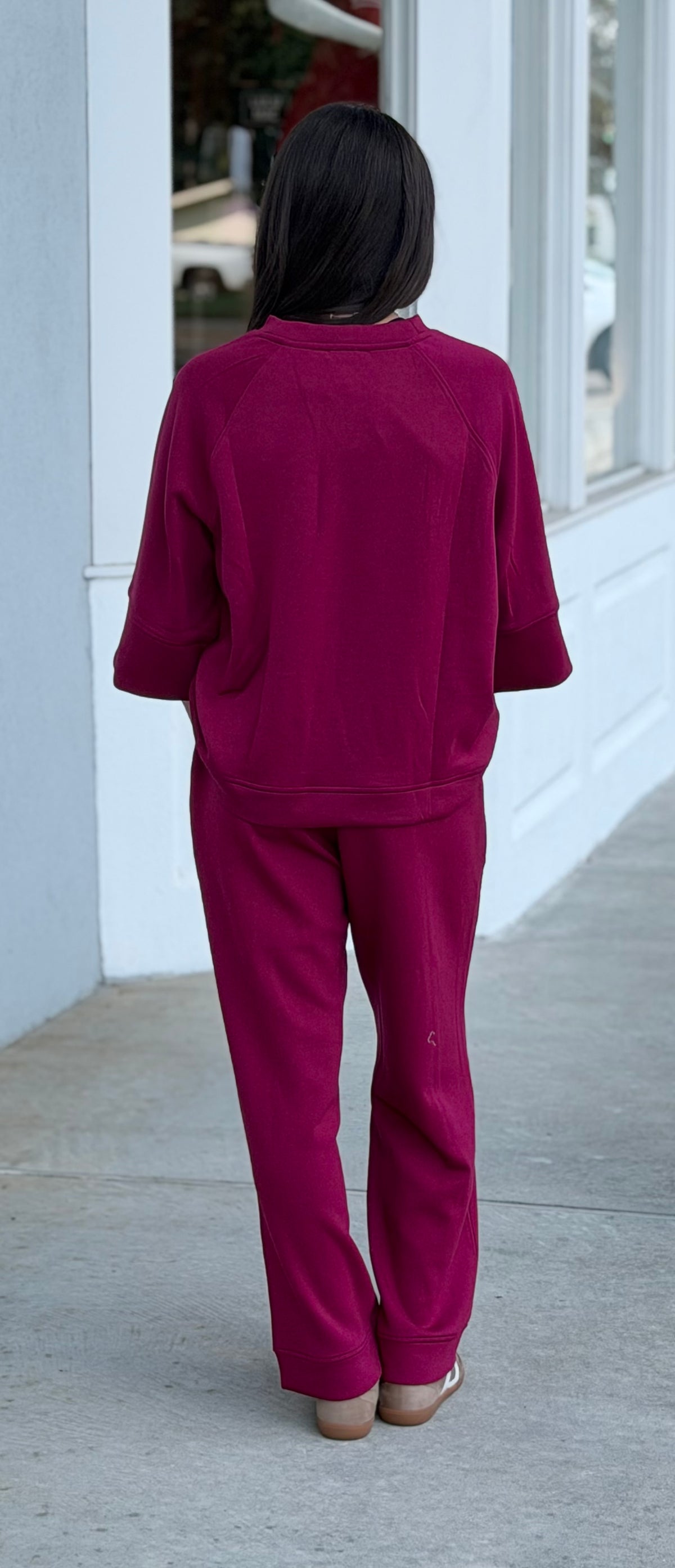 Scuba 3/4 Sleeve Pullover & Pants SET, Cabernet