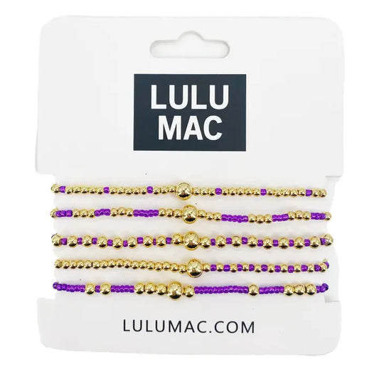 Lulu Mac Multi Color Bracelet Stack, Purple