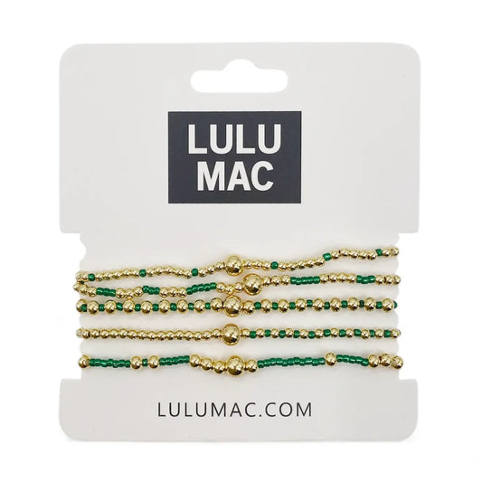 Lulu Mac Multi Color Bracelet Stack, Green