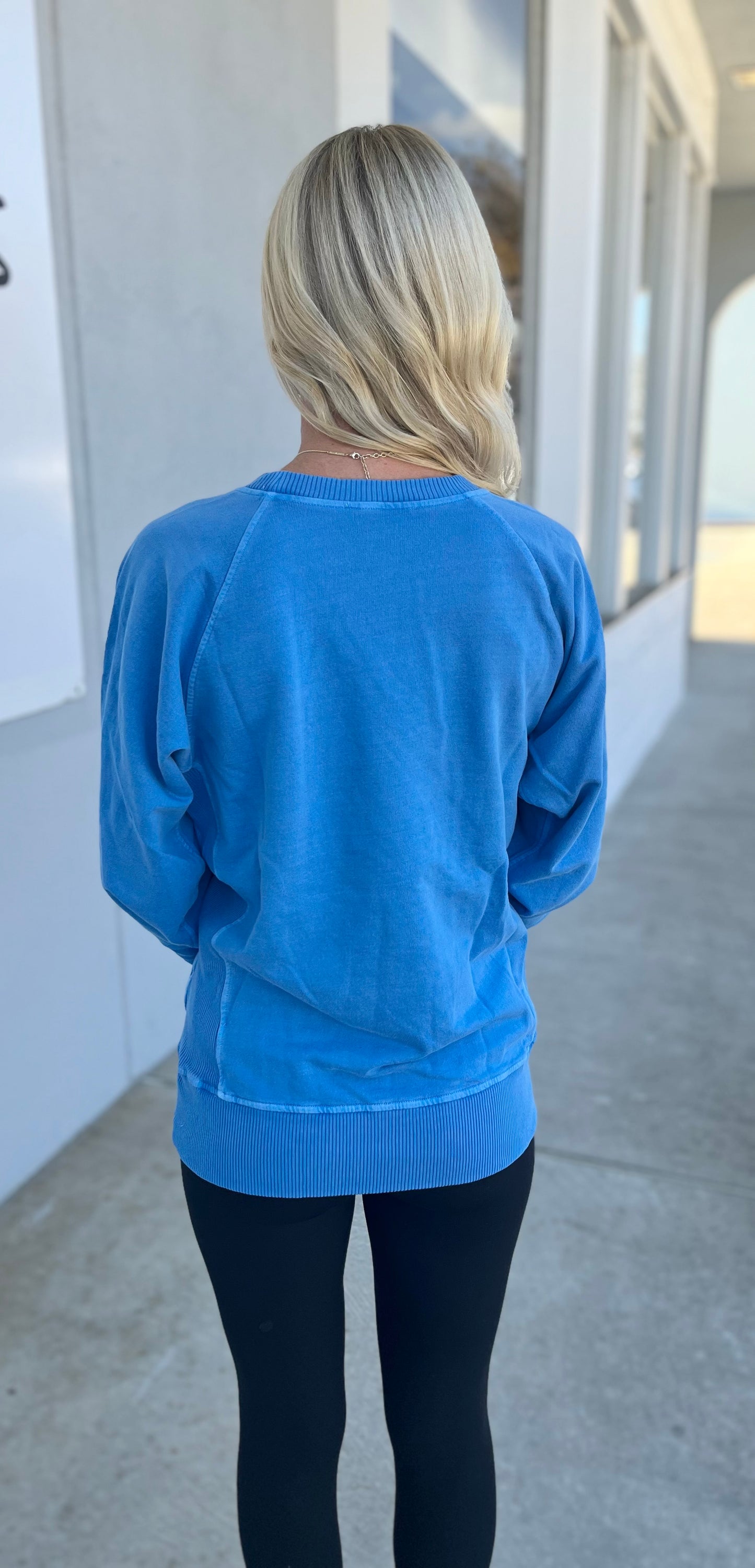 French Terry Pullover With Pockets, Classic Blue