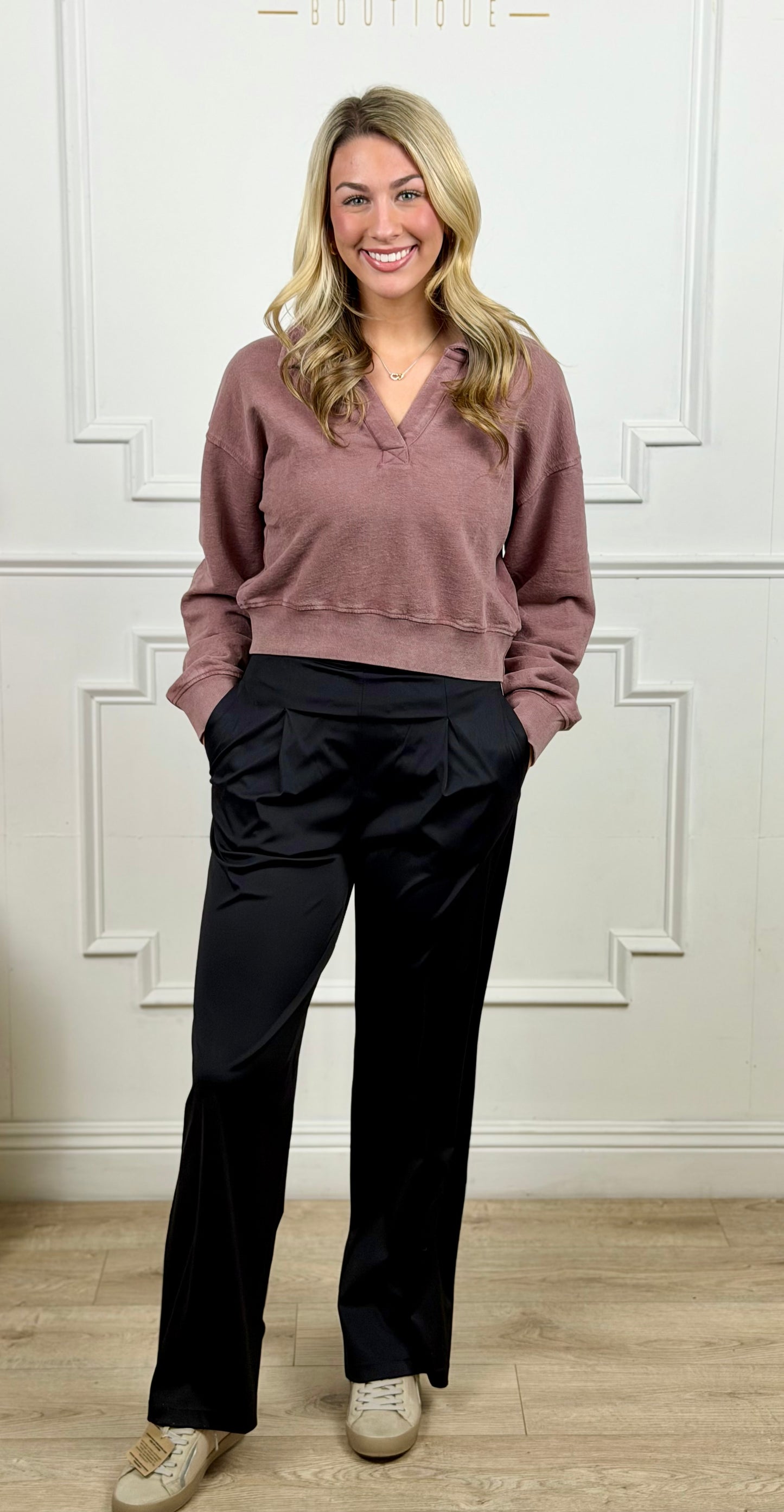 Highland Jacquard Collar Pullover , Rose Taupe