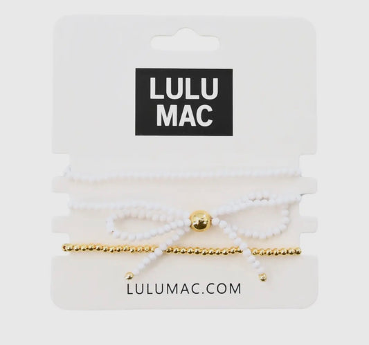Bow White Lulu Mac Bracelet Set