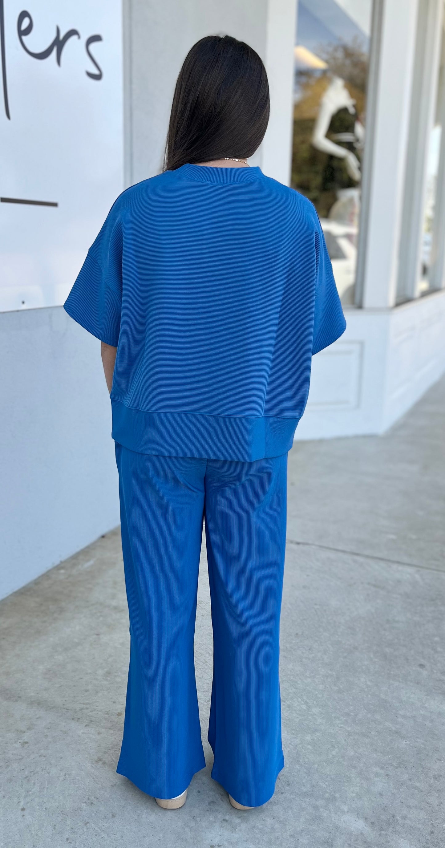 Ribbed Tee & Pants SET, Classic Blue