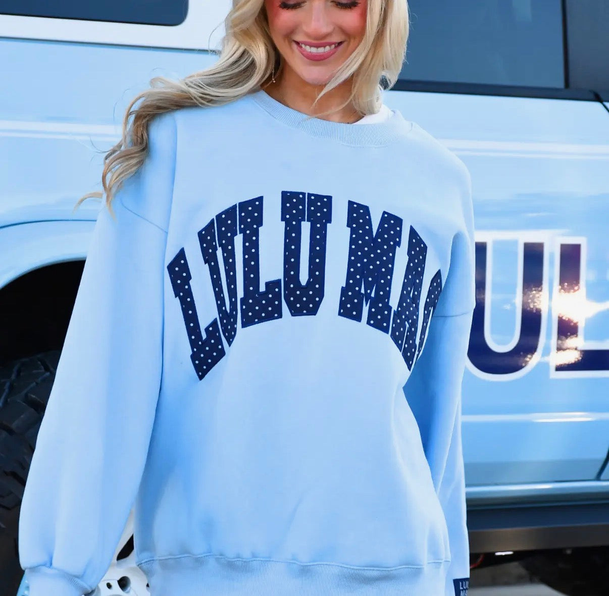 Lulu Mac Polka Dot Sweatshirt, Lt Blue