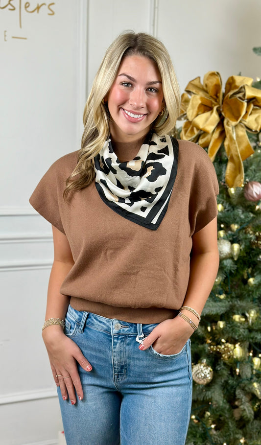 Mock Neck Short Sleeve Top , Coco