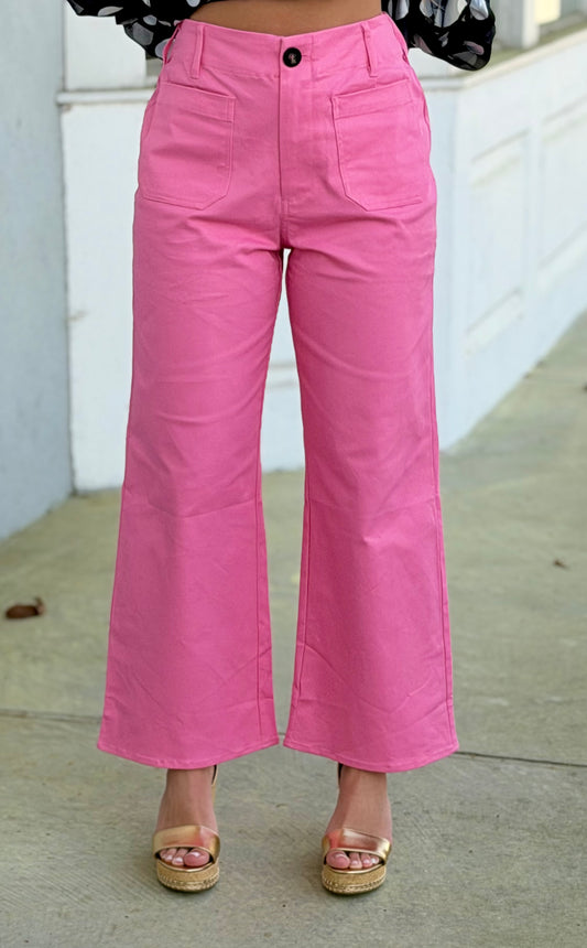 Denim Front Pocket Pants, Peony