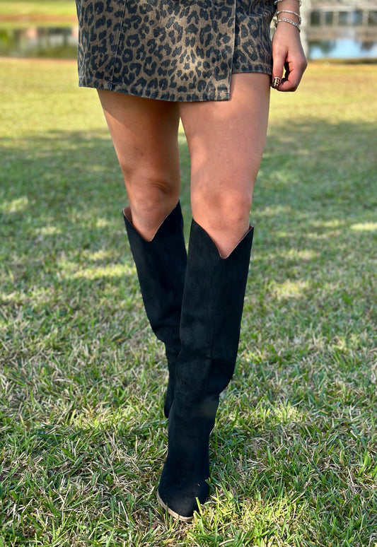Black Naya Suede Tall Boot