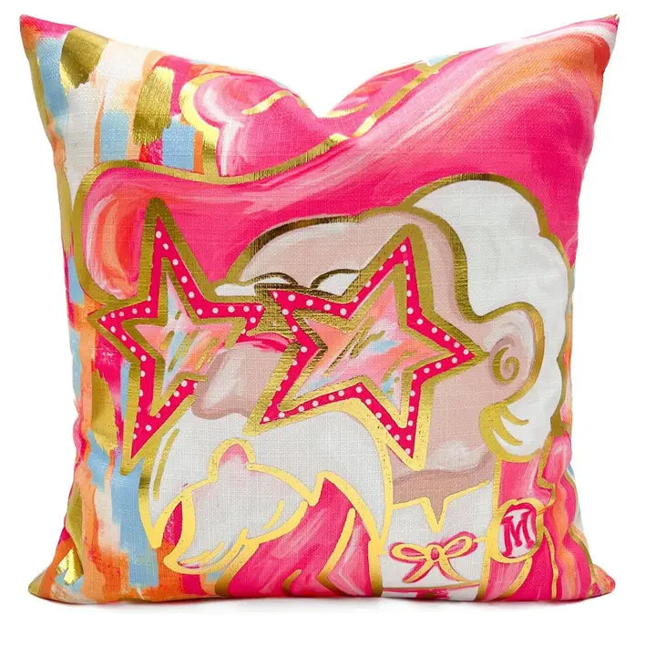 Gold Foil Pink Preppy Rebel Pillow Polyester