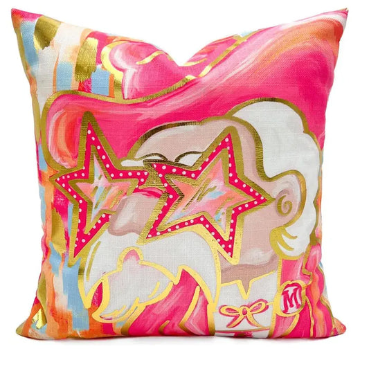 Gold Foil Pink Preppy Rebel Pillow Polyester