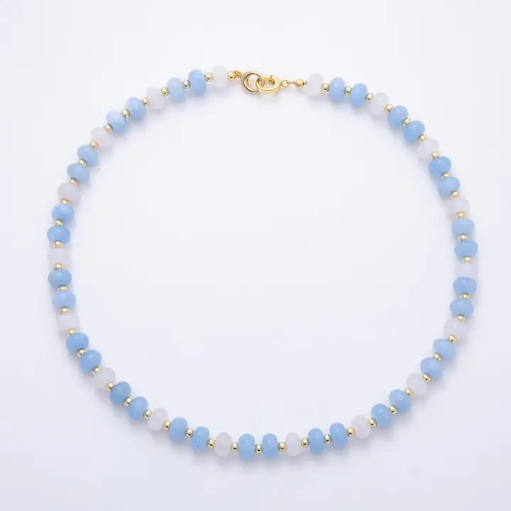 Blue Aquamarine Beaded 17in Necklace