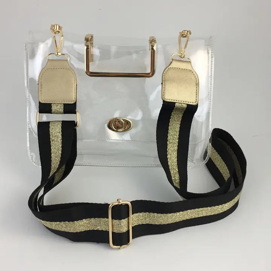 Clear Bag With Black and Gold Glitter Purse