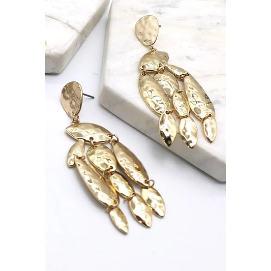 Fringe Hammered Drop Earrings
