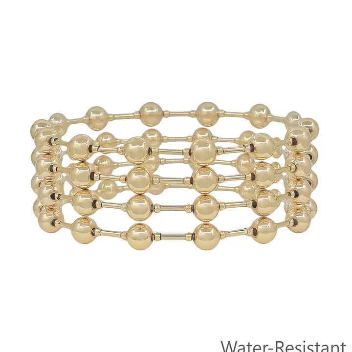 Set of 4 6mm Gold Beaded Bracelets