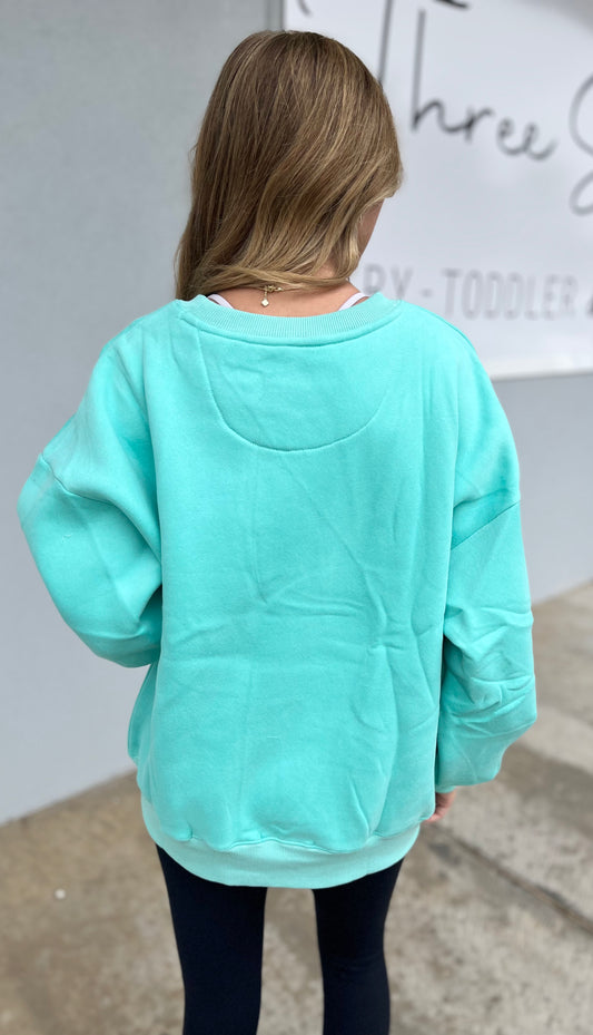 LULU Mac Sweatshirt , Mint/Coral