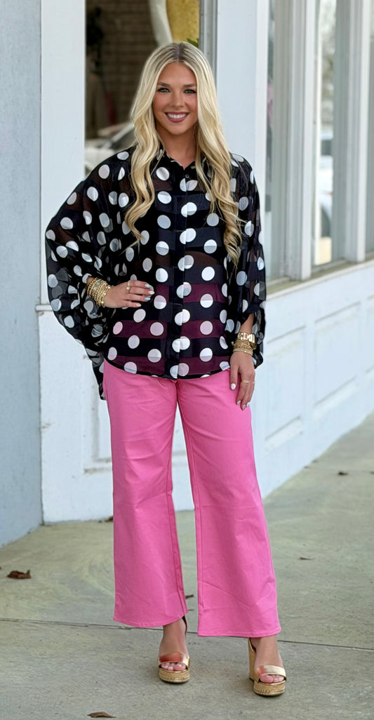 Denim Front Pocket Pants, Peony