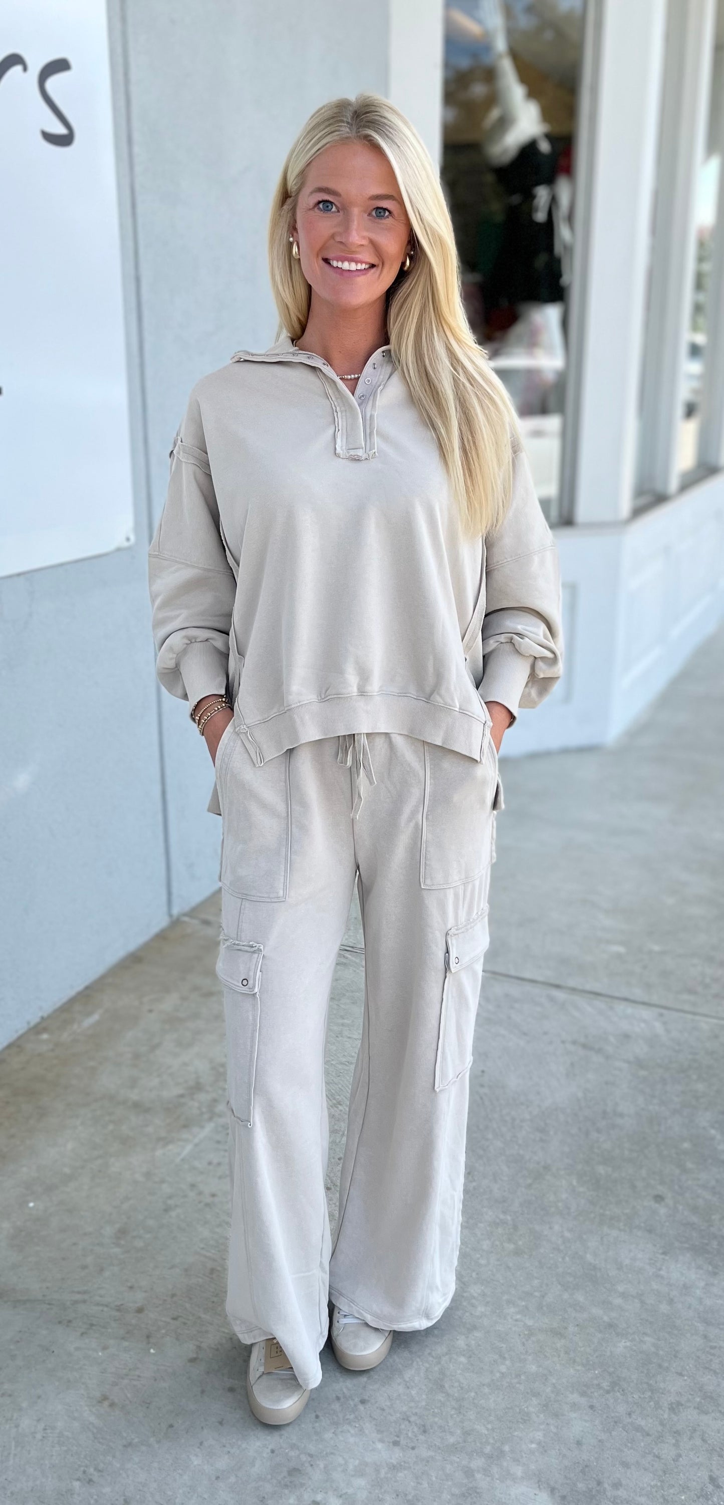 Bone Cargo Snow Washed Sweatpants