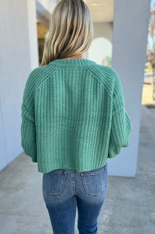 Ribbed Sweater Cardigan, Pistachio