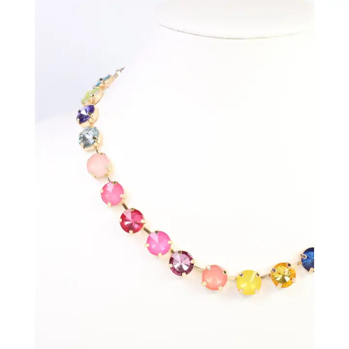 Shalimar Medium Rhinestone Necklace Rainbow