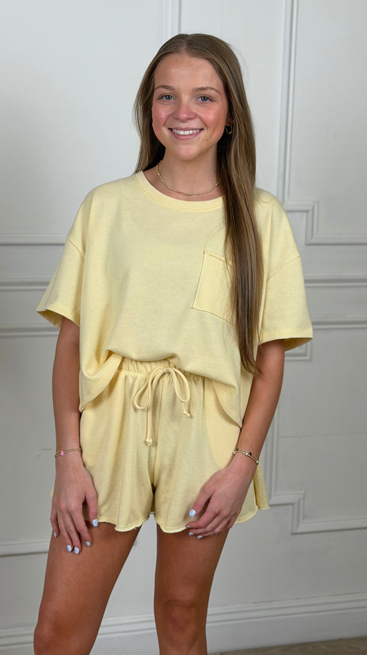 French Terry Crew Neck Boxy Top, Banana