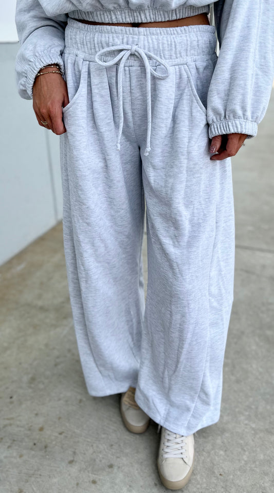 Heather Grey French Terry Barrel Pants