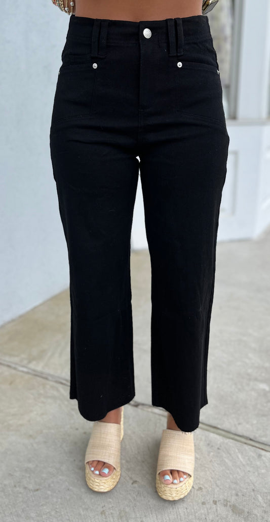 Black Soft Washed Pockets Pants