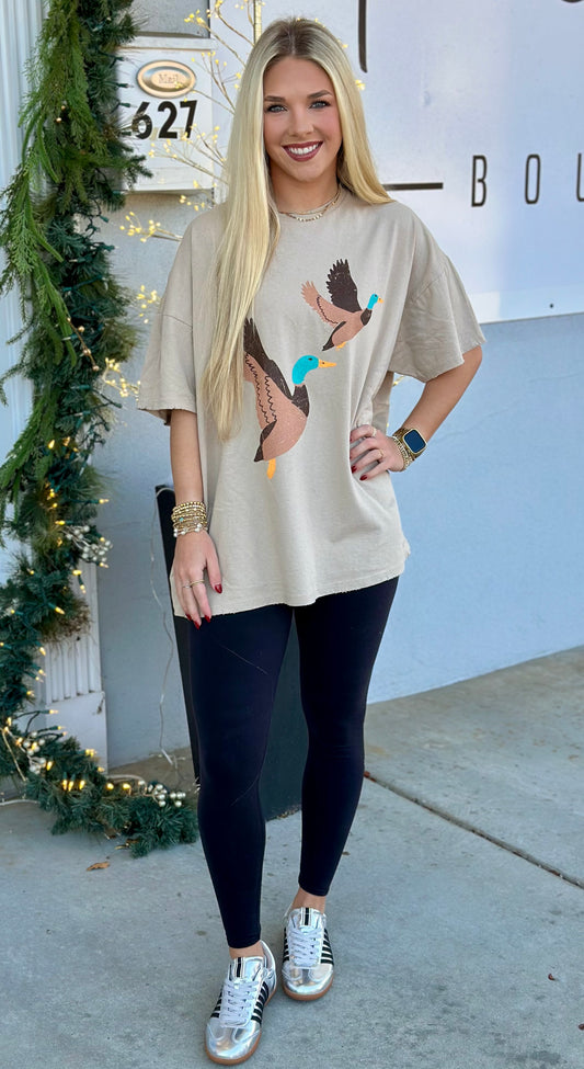 Tan Flying Ducks Graphic Tee