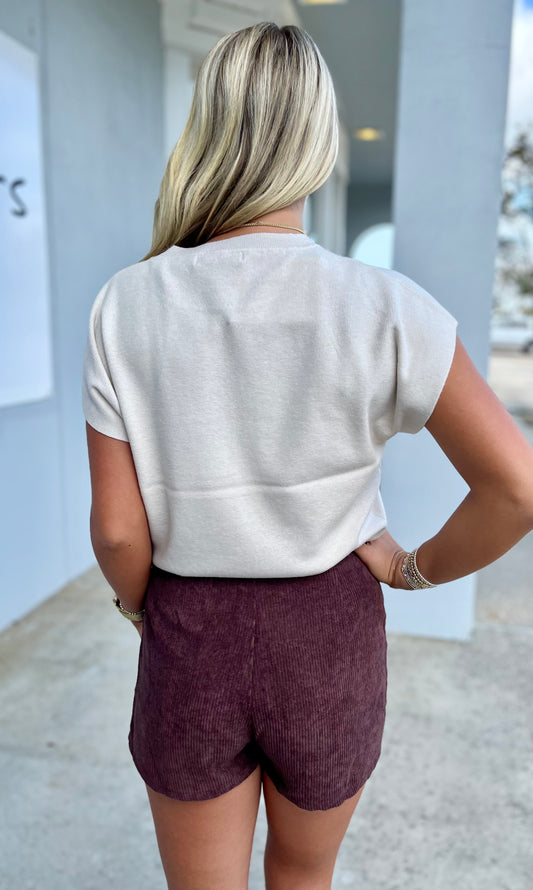 Dark Brown Wrap Corduroy Skort