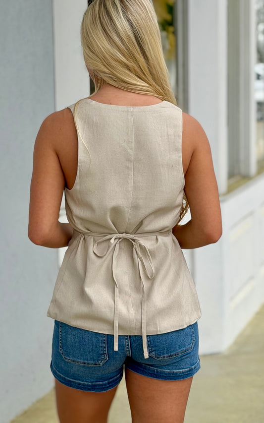 Linen Tie Back Vest