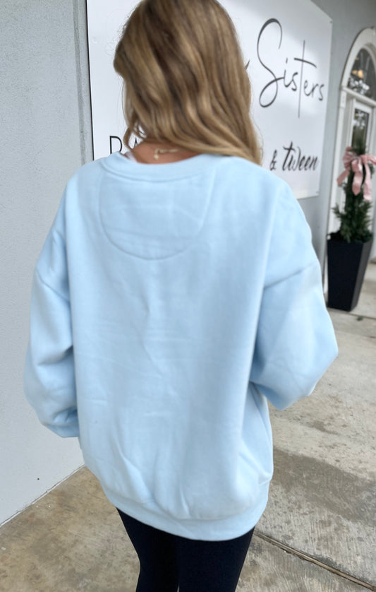LULU Mac Sweatshirt , Light Blue/Leopard