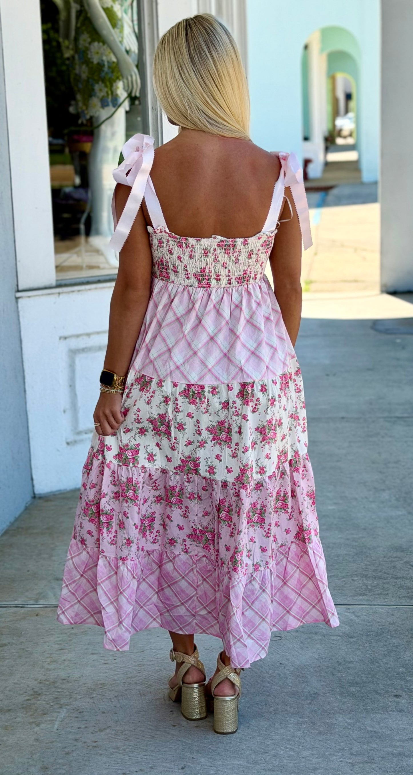 Light Pink Poplin Cotton With Satin Tie Midi