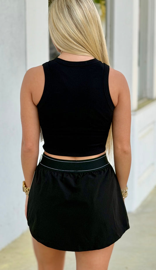 Lightweight Skort W Elastic Waist Band, Black