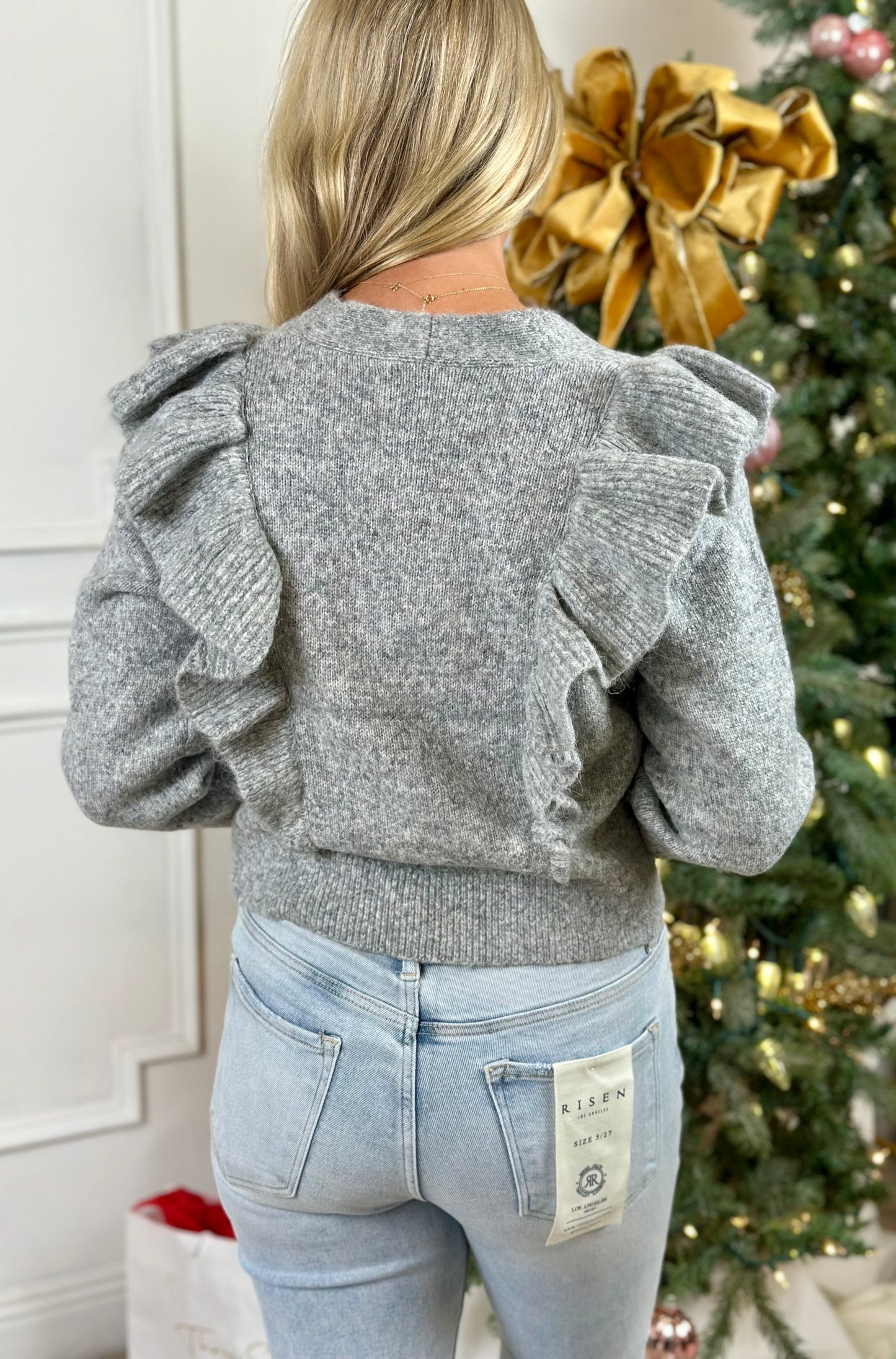 Heather Grey Ruffled Cardigan