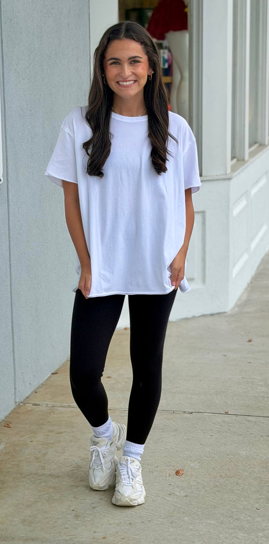Pima Cotton Center-Seam Oversized Tee, White
