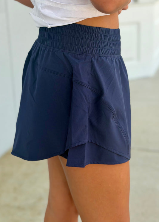 Poly Micro Shorts, Navy