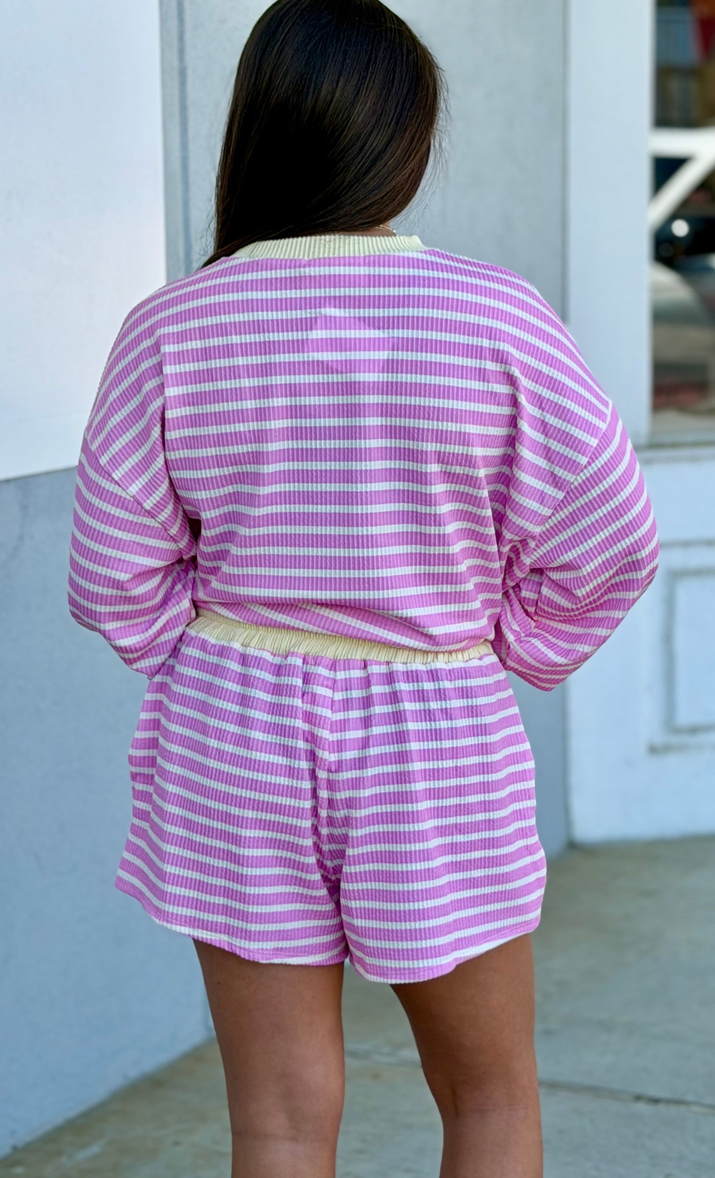 Pink/Yellow Striped Shorts