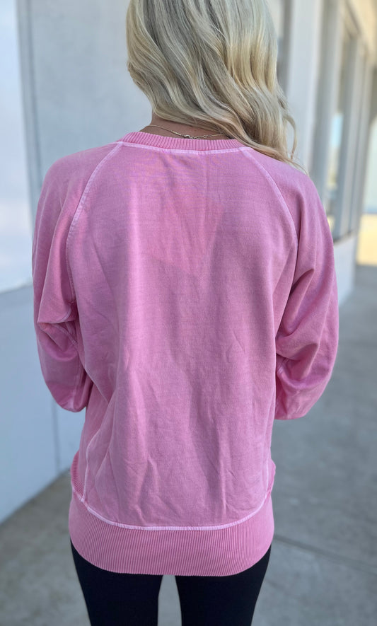 French Terry Pullover With Pockets, Candy Pink