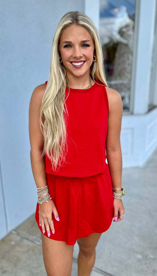 Kailee Tank/Skort Set , Red