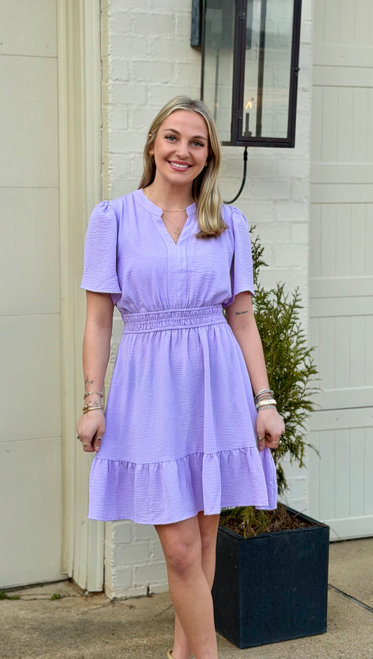 Lilac Cinched Waist Dress