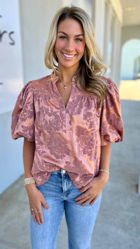 Rose Puff Sleeve Top