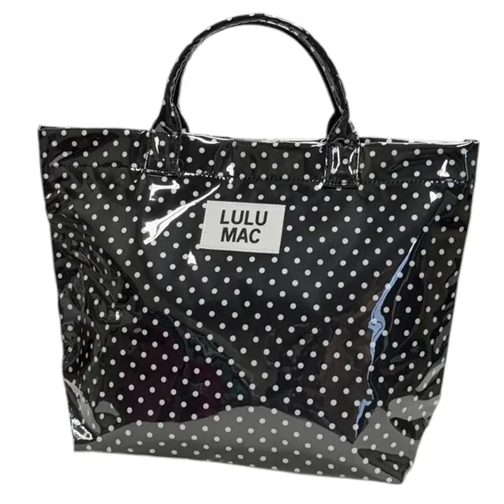 Lulu Mac Tote Bag, Black/White Dot