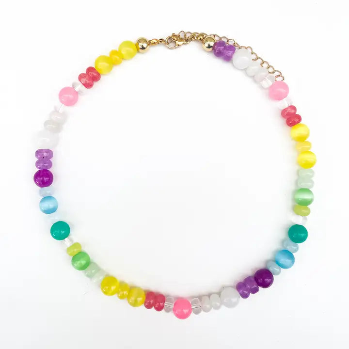 Sherbert Swirl Rainbow Gemstone Necklace