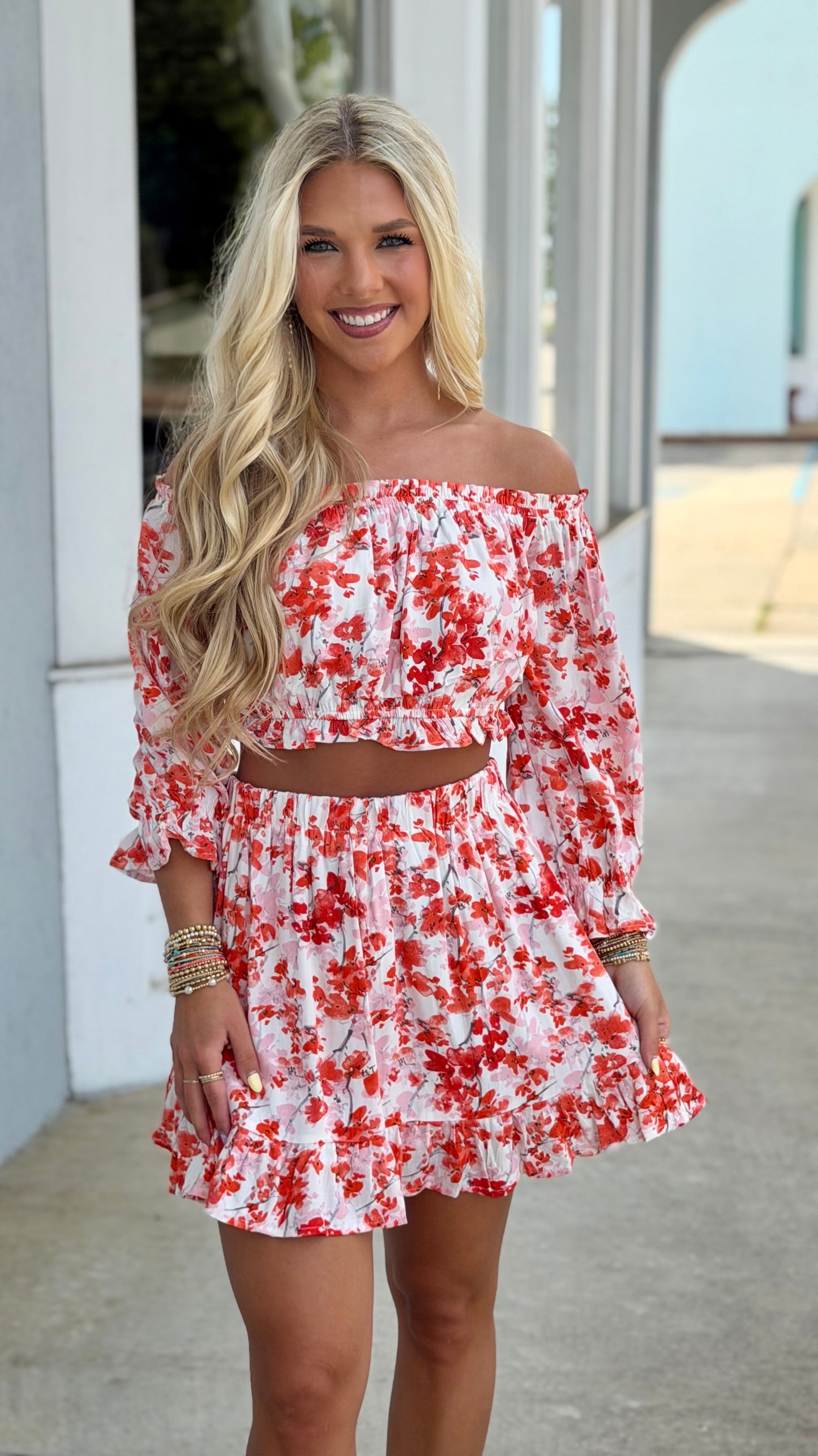 Red Floral 2 Piece SET