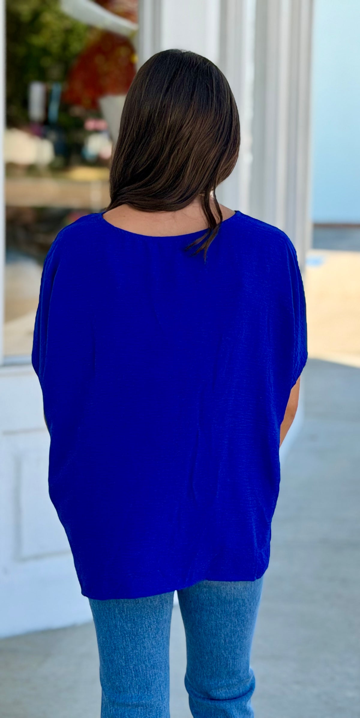 Royal Blue Blouse With V Neck