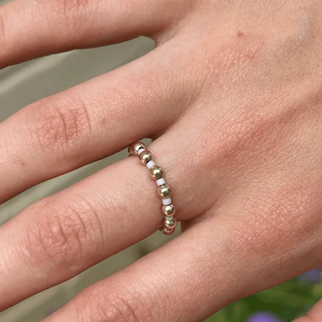 3mm Stretch Ring Pink/Gold Filled